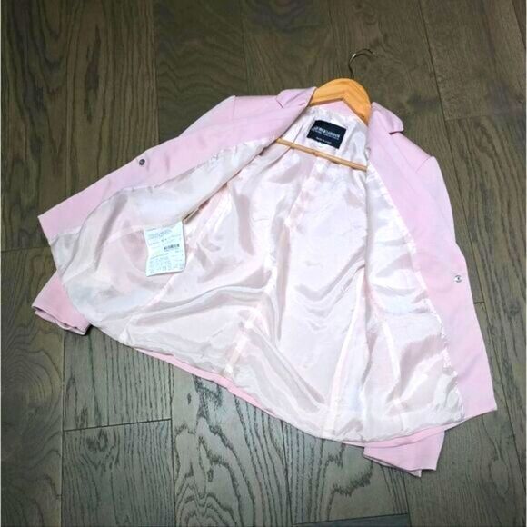 Giorgio Armani Italy Vintage 80s Wool Blend Single Button Blazer in Pale Pink - Picture 11 of 13